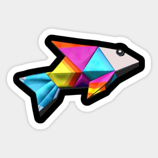 Geometric Fish abstract colorful rainbow color scheme origami style Sticker